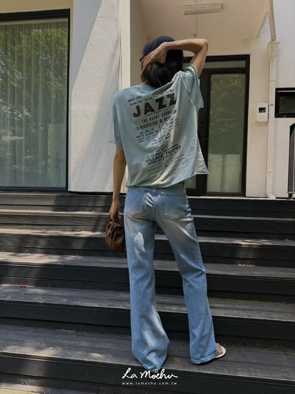 不修邊JAZZ字母上衣